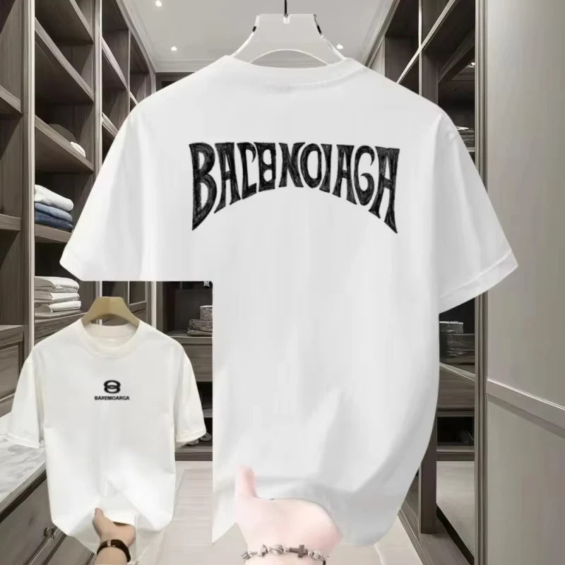 2025 new Spring and Summer Cotton Letter Printing T-shirt Men's and Women's Versatile Casual T-shirt