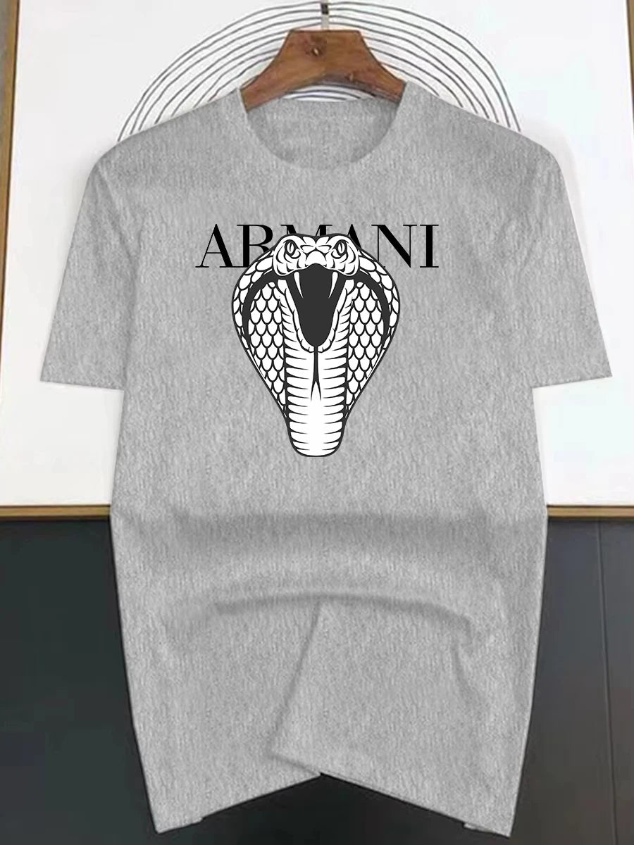 Spring and Summer Light Luxury Fashionable Loose Snake Men and Women Printed Short Sleeved Fashionable Casual Versatile T-shirt