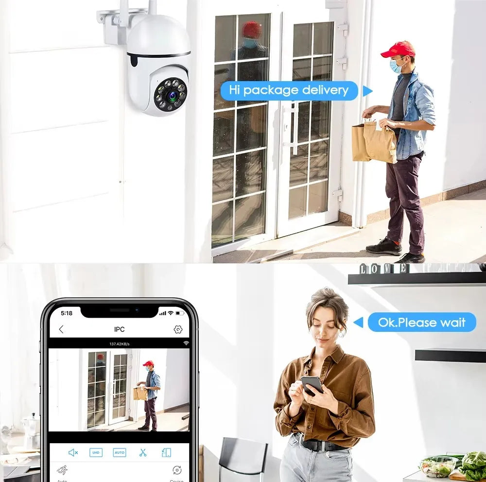 8MP Wifi IP Wireless Security Surveillance PTZ Camera 4X Zoom Cameras Tracking Two-way Audio HD Night Color Cam
