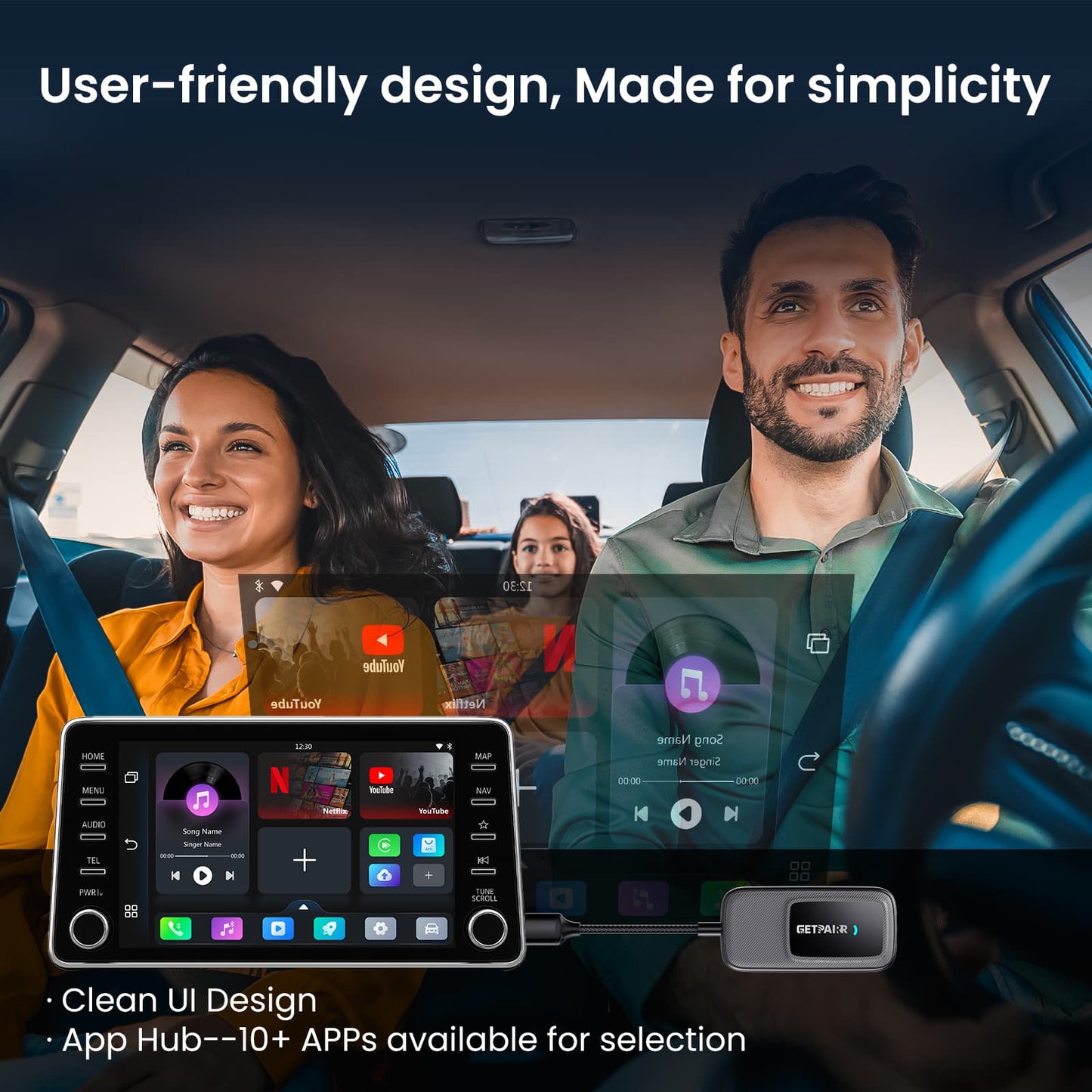 GetPairr Go · All-in-1 Wireless CarPlay & Android Auto Adapter with App Hub