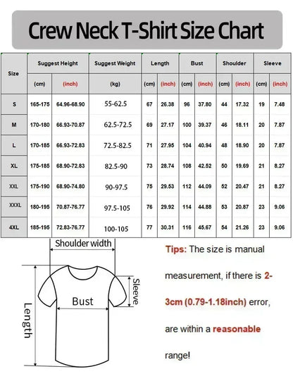 Trendy Brand Short-sleeved T-shirt Men's and Women's 2025 New Summer Round Neck Printed Cotton Half-sleeved T-shirt  Casual Wear