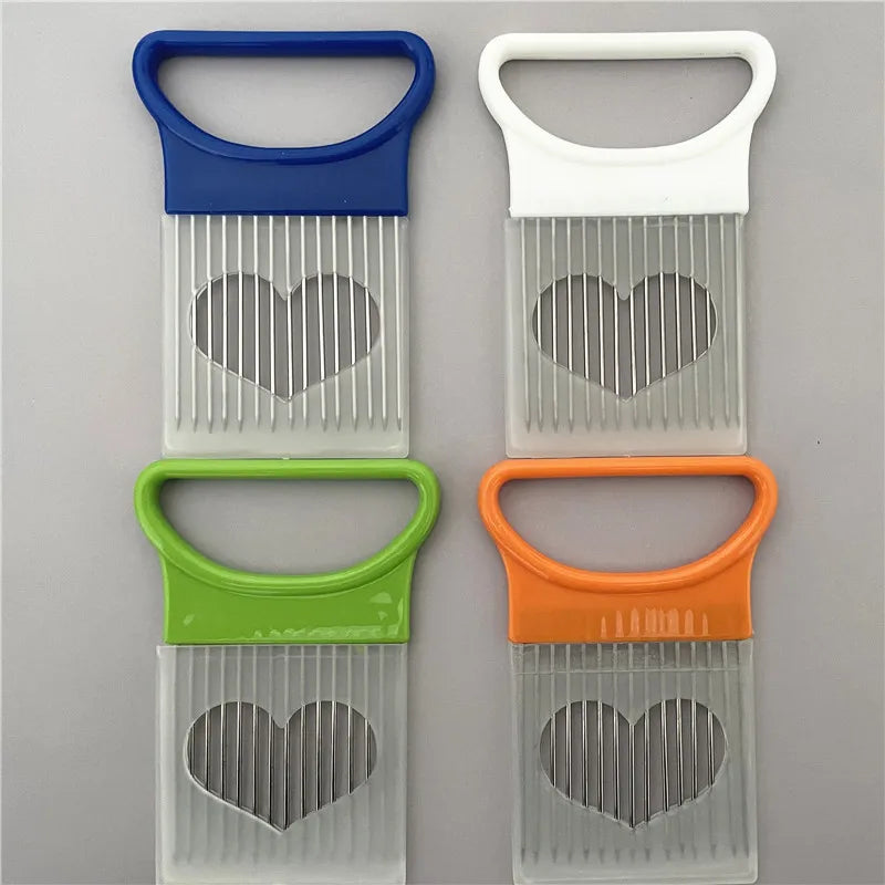 Stainless Steel Onion Cutter Holder Food Slicers Assistant Tomato Onion Slicer Holder Vegetables Cutting Fork Kitchen Gadgets