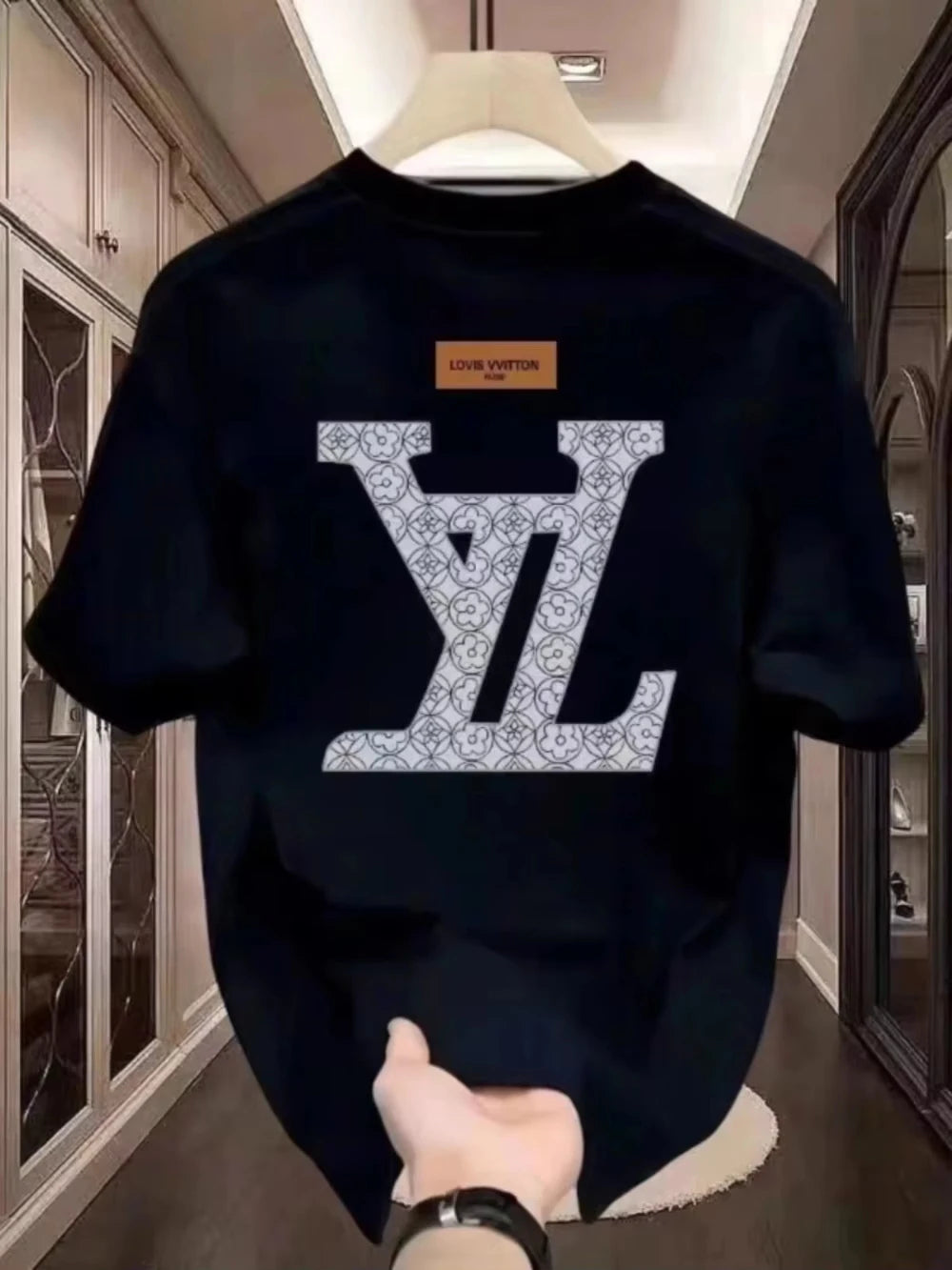 T-shirt Men's High-end Short Sleeved Brand Classic Printed Pure Cotton Casual Versatile Round Neck Short Sleeved Shirt 2025 New