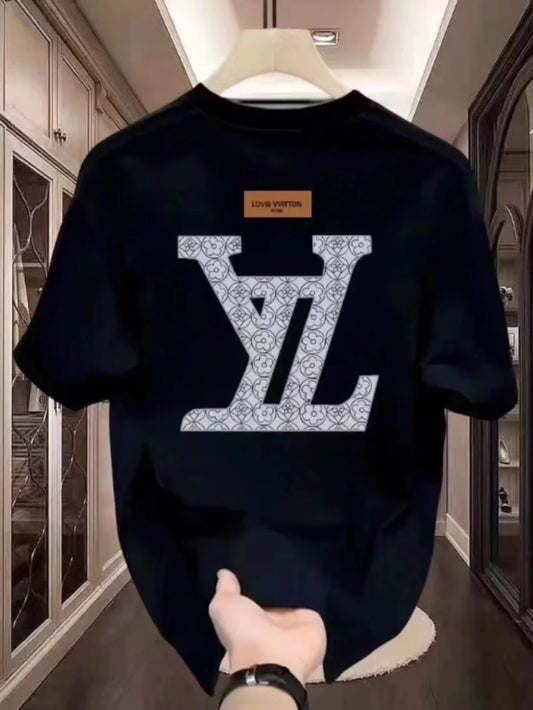 T-shirt Men's High-end Short Sleeved Brand Classic Printed Pure Cotton Casual Versatile Round Neck Short Sleeved Shirt 2025 New