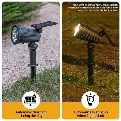 9LED Solar Spotlights Garden Waterproof IP65 Spot Lights Brightness Adjustable for Outdoor Backyard Driveway Lawn Decor Lighting