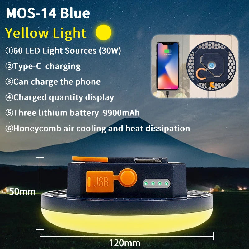 MOSLIGHTING 9900mAh Rechargeable Powerful Light Camping Lantern with Magnet Strong Light Portable Flashlight Tent Lamp Work LED