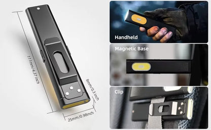 LED Keychain Flashlight USB C Rechargeable 600Lm Mini Torch Magnetic Waterproof Pocket Lantern Portable Work Light