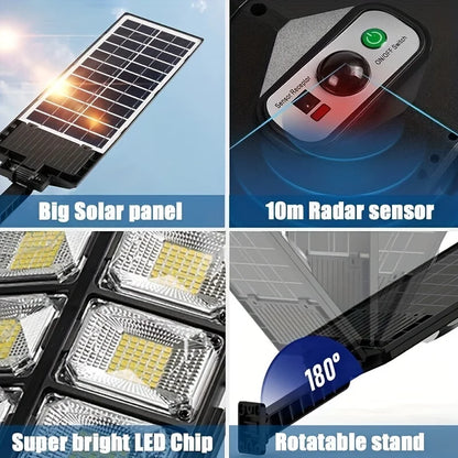 250W Solar Lights Outdoor Waterproof 8000LM LED Flood Lights Motion Sensor with Remote 3 Modes Street Lamp for Yard Garden Path