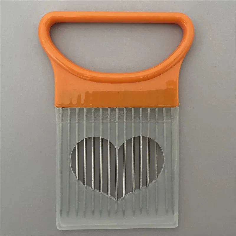 Stainless Steel Onion Cutter Holder Food Slicers Assistant Tomato Onion Slicer Holder Vegetables Cutting Fork Kitchen Gadgets