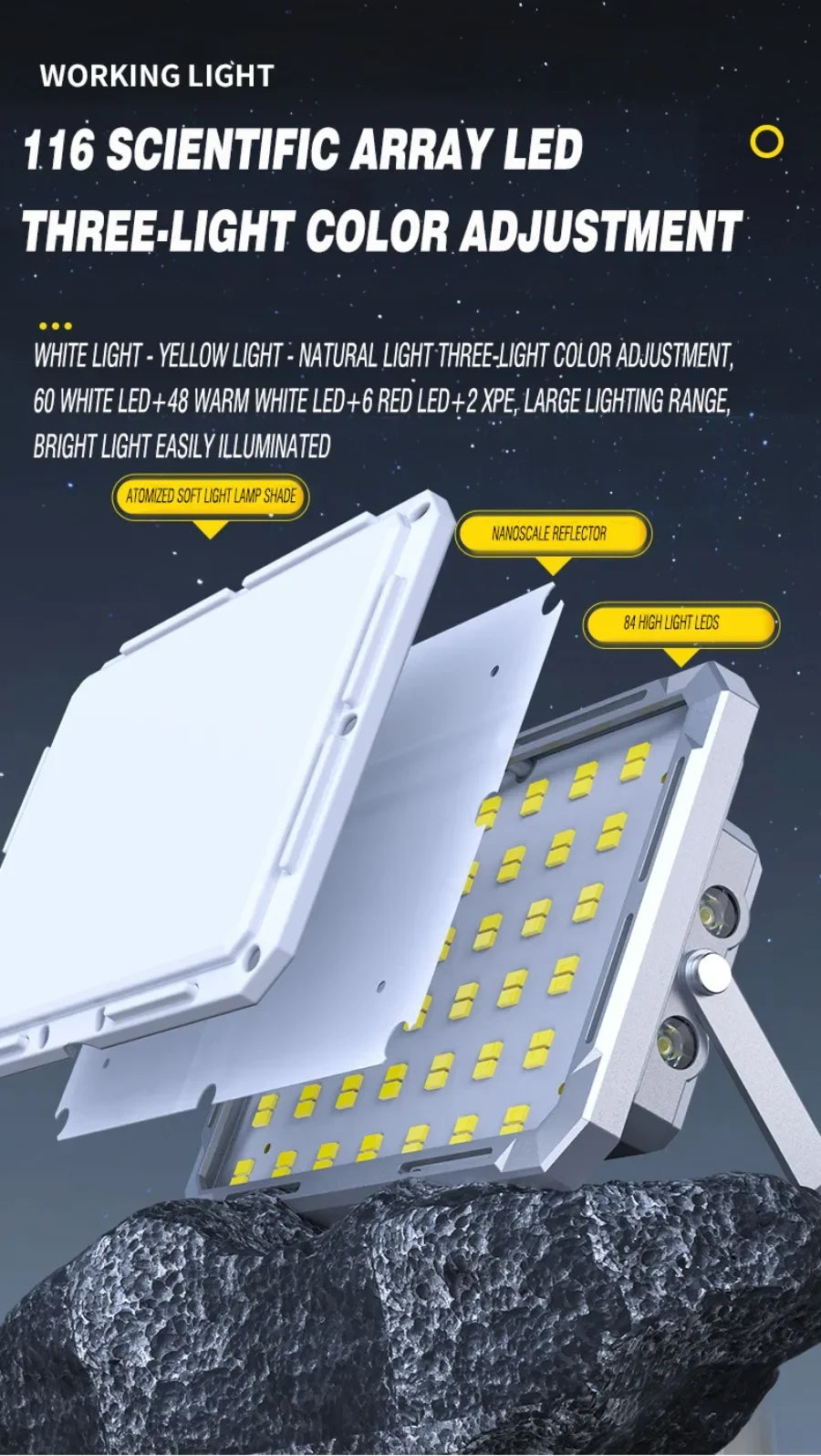 Rechargeable Super Bright Camping Lights Magnetic Torch Portable Work Light Maintenance Lamp Outdoors Super Bright Tent Lantern