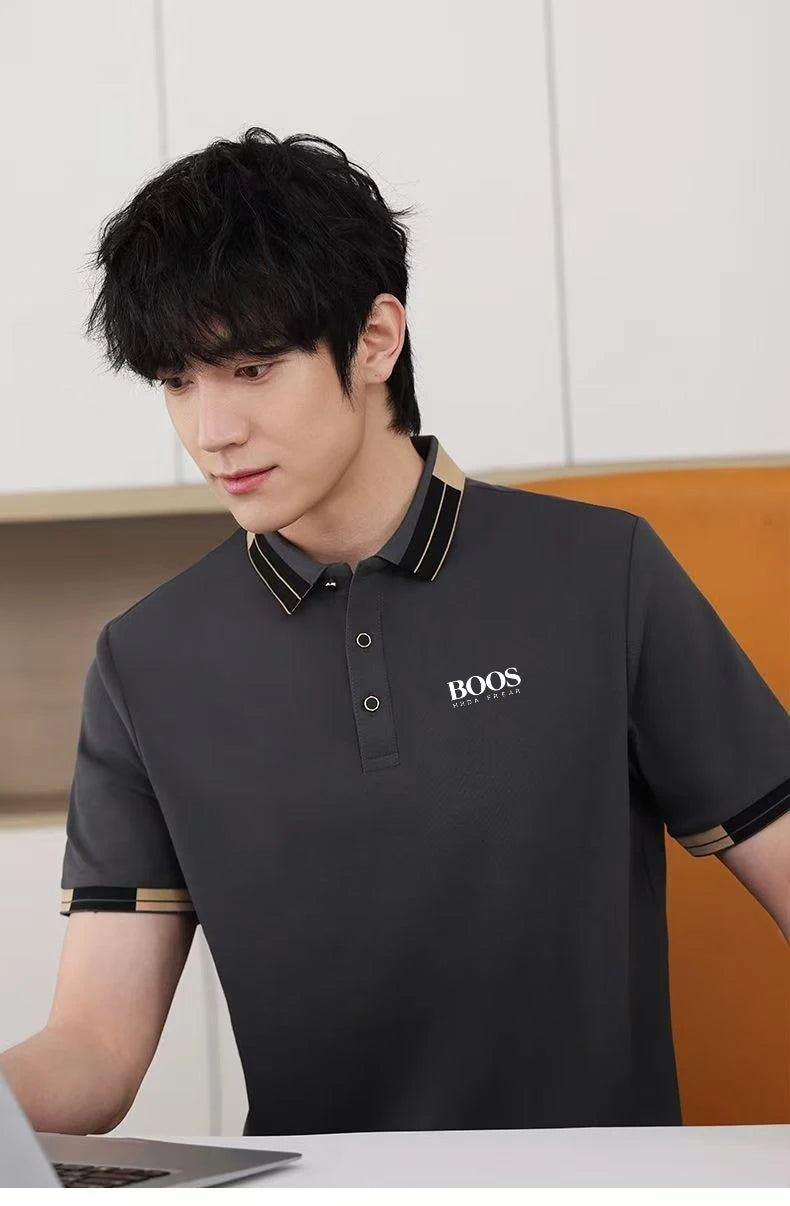 New Men'S Polo Shirt Short Sleeved Top, Casual, Fashionable, Breathable, Comfortable And Trendy Top