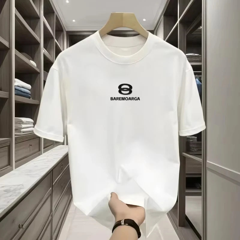 2025 new Spring and Summer Cotton Letter Printing T-shirt Men's and Women's Versatile Casual T-shirt