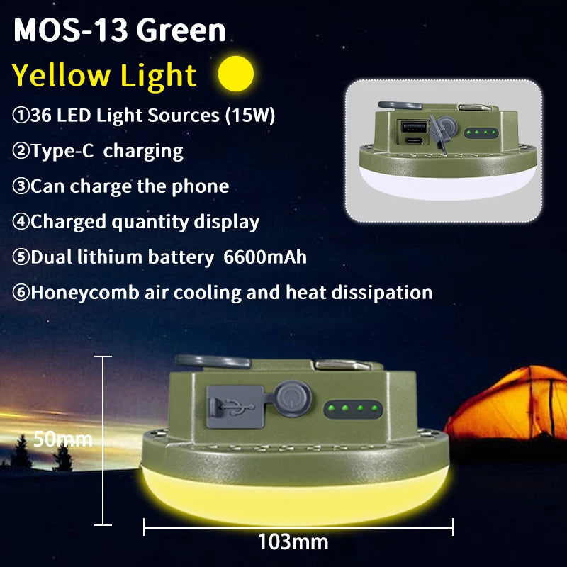 MOSLIGHTING 9900mAh Rechargeable Powerful Light Camping Lantern with Magnet Strong Light Portable Flashlight Tent Lamp Work LED