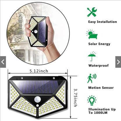 100LED Solar Flood Lights 3 Modes Outdoor Solar Motion Security Solar Light Waterproof for Garden Patio Garage Wall Light