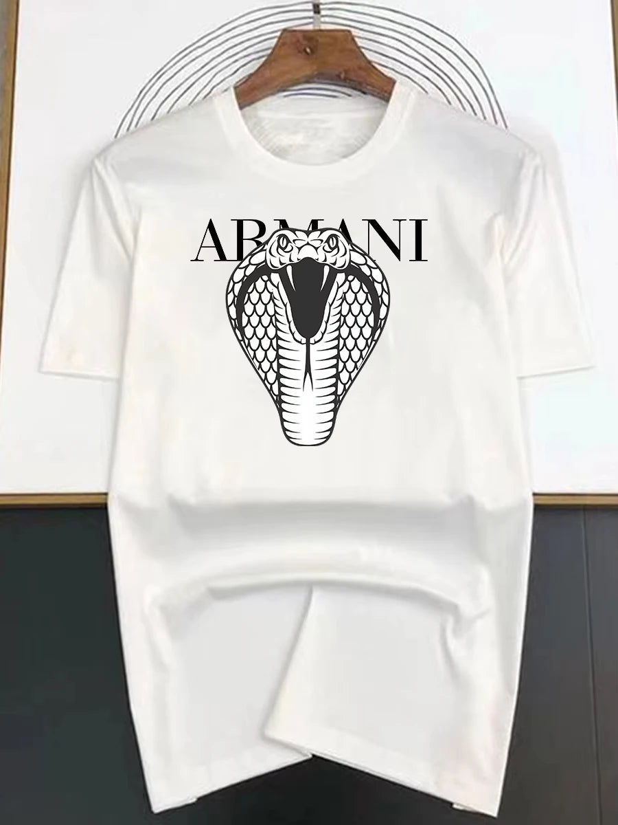 Spring and Summer Light Luxury Fashionable Loose Snake Men and Women Printed Short Sleeved Fashionable Casual Versatile T-shirt