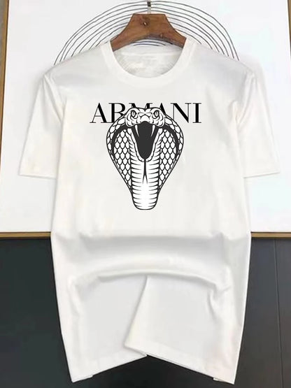 Spring and Summer Light Luxury Fashionable Loose Snake Men and Women Printed Short Sleeved Fashionable Casual Versatile T-shirt