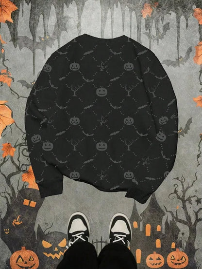 Hot Selling Cross-border Fashion Trendy Men's Niche Brand Full Print Long Sleeve Men's T-Shirt Loose and Comfortable Top