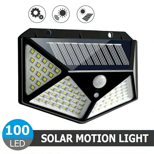 100LED Solar Flood Lights 3 Modes Outdoor Solar Motion Security Solar Light Waterproof for Garden Patio Garage Wall Light