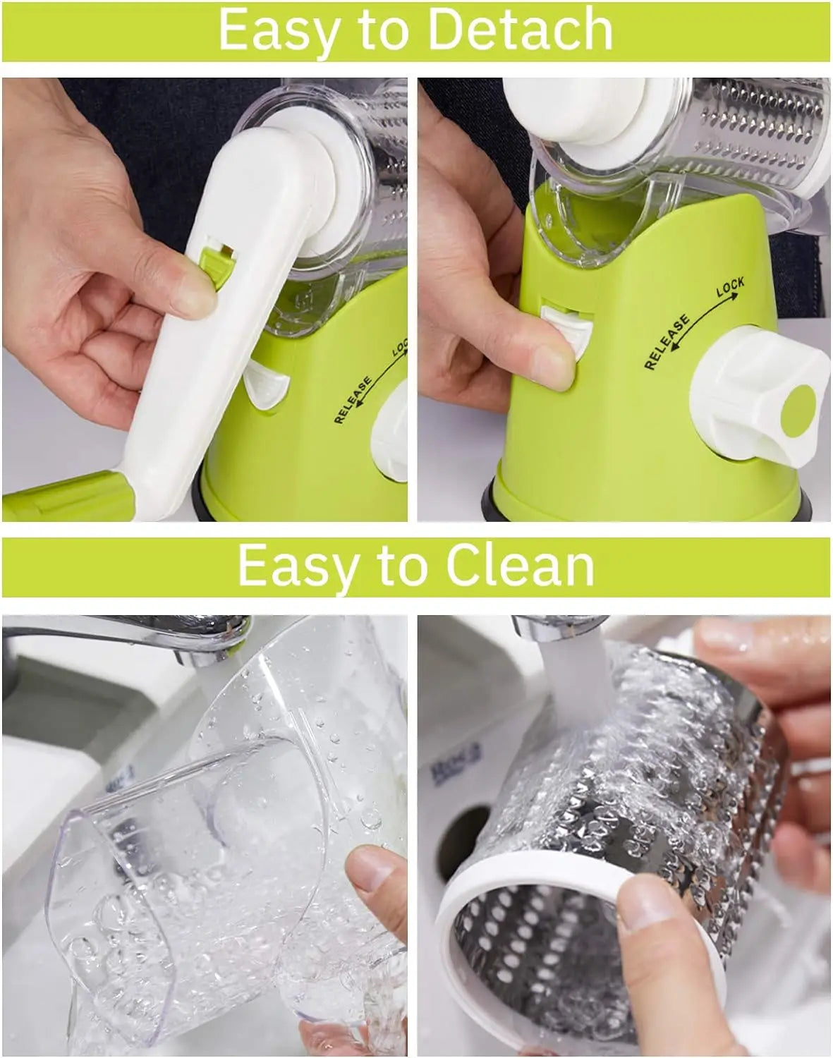 Rotary Cheese Grater Vegetable Cutter & Slicer Manual Kitchen Chopper Machine with 3 Sharp Drums Multifunctional Potato Shredder