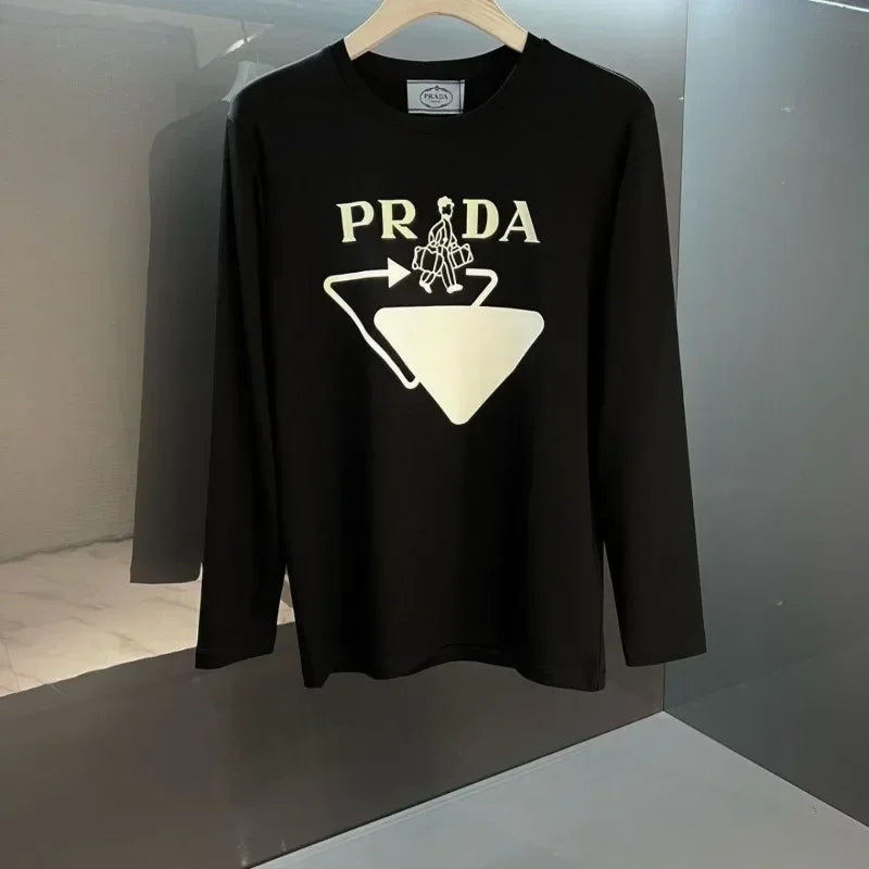 2024 Classic Brand High Quality Logo Neutral Printed Fashion Clothing Outdoor Sports Loose Cotton Long Sleeve Women's Clothing