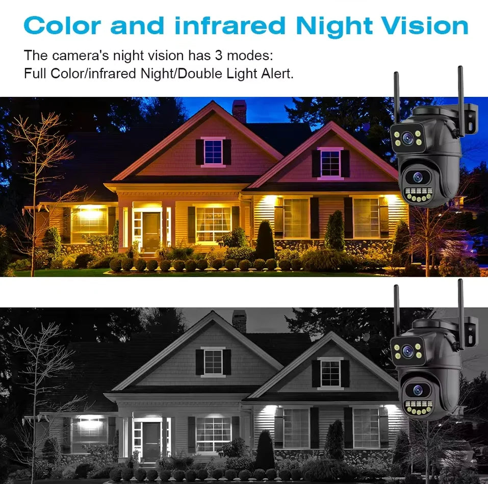 4K 8MP WiFi Surveillance Camera,AI Human Detect, Dual Lens, 4X Digital Zoom,  Outdoor Security PTZ IP Cameras