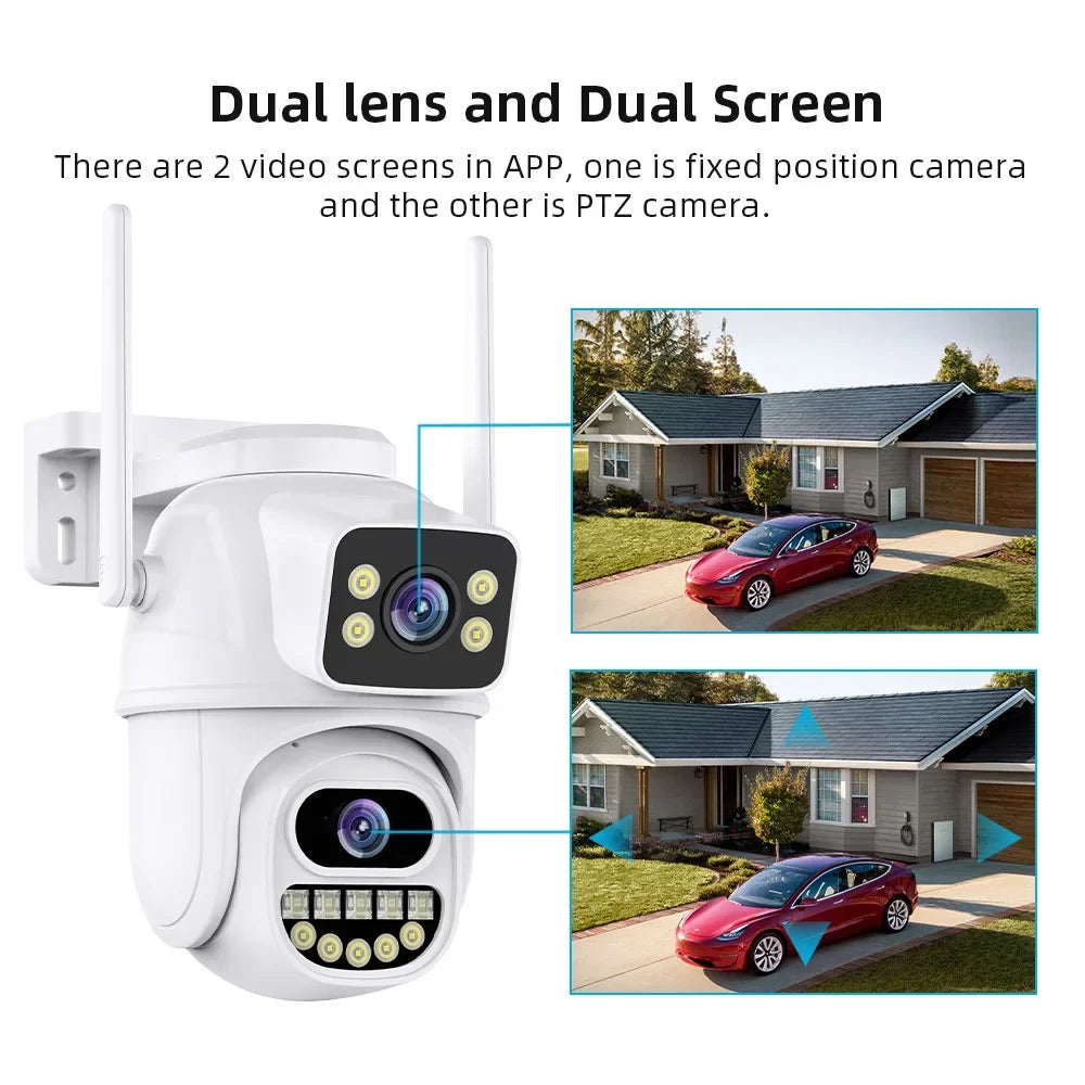 4K 8MP WiFi Surveillance Camera,AI Human Detect, Dual Lens, 4X Digital Zoom,  Outdoor Security PTZ IP Cameras