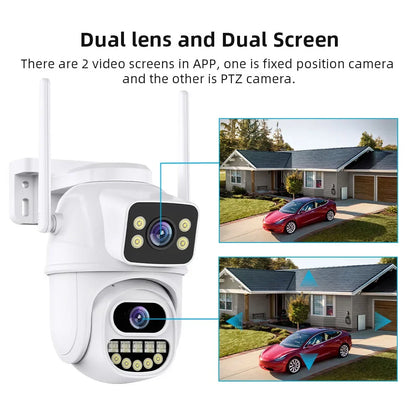4K 8MP WiFi Surveillance Camera,AI Human Detect, Dual Lens, 4X Digital Zoom,  Outdoor Security PTZ IP Cameras