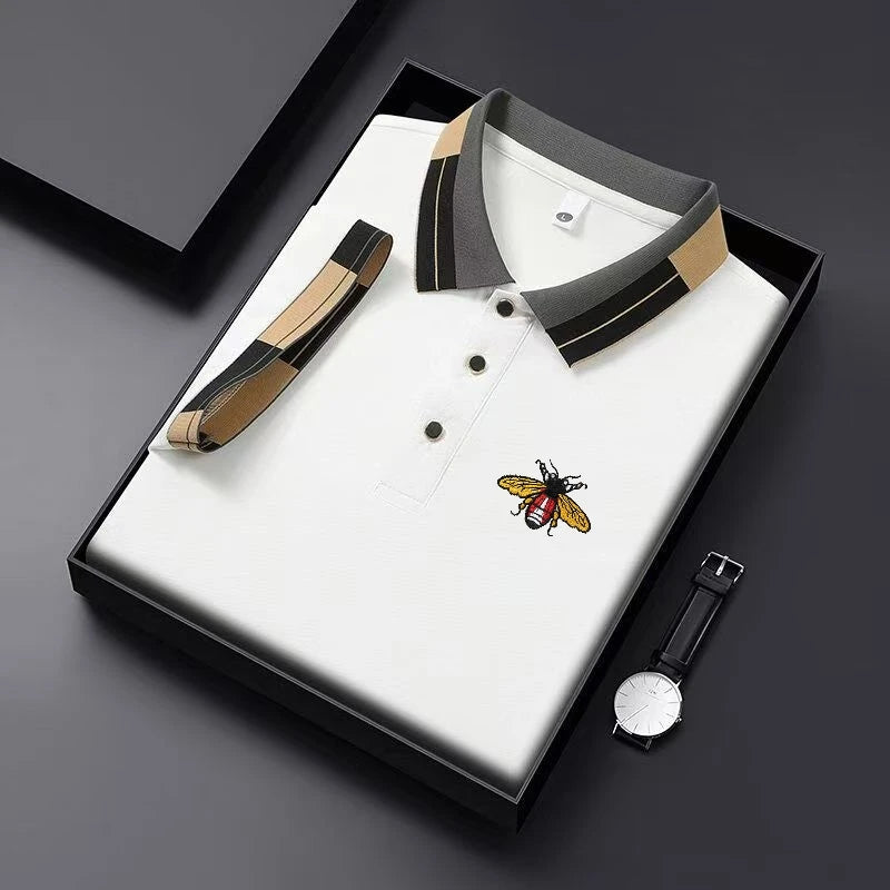 New Men's Fashion Embroidered Collar Short Sleeve Summer New Breathable Polo Shirt Short Sleeve, High Quality Outdoor Men's Top