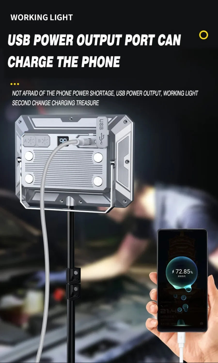 Rechargeable Super Bright Camping Lights Magnetic Torch Portable Work Light Maintenance Lamp Outdoors Super Bright Tent Lantern