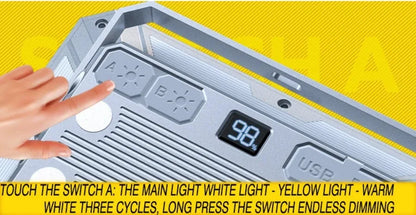 Rechargeable Super Bright Camping Lights Magnetic Torch Portable Work Light Maintenance Lamp Outdoors Super Bright Tent Lantern