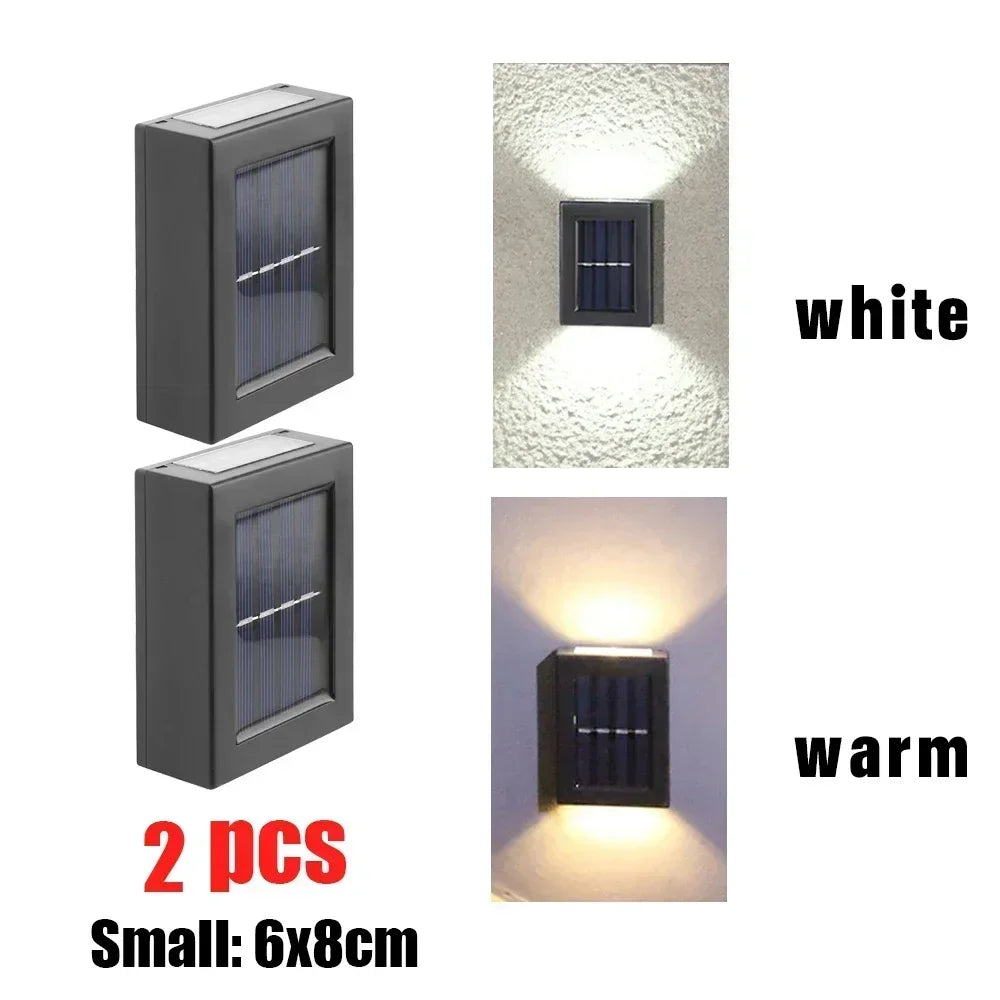 1~6pcs Solar Light Outdoor Up and Down Wall Washer Light Waterproof Solar Lamp Garden Street Balcony Yard Stairs Fence Decor