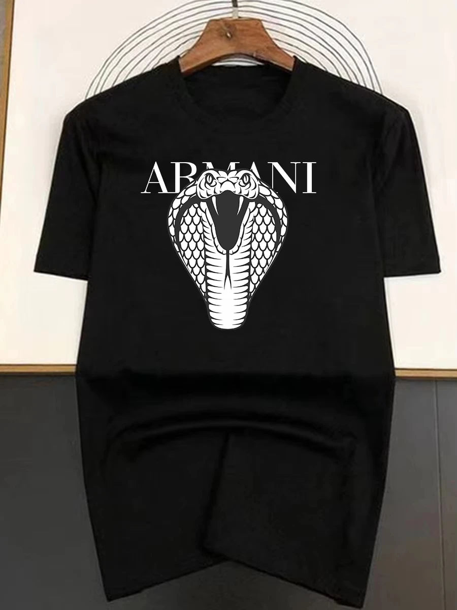 Spring and Summer Light Luxury Fashionable Loose Snake Men and Women Printed Short Sleeved Fashionable Casual Versatile T-shirt