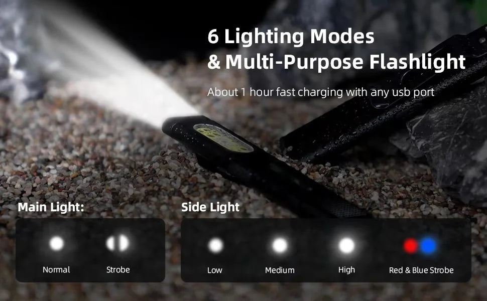 LED Keychain Flashlight USB C Rechargeable 600Lm Mini Torch Magnetic Waterproof Pocket Lantern Portable Work Light