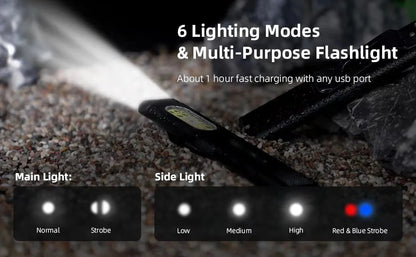 LED Keychain Flashlight USB C Rechargeable 600Lm Mini Torch Magnetic Waterproof Pocket Lantern Portable Work Light