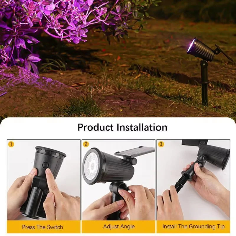 9LED Solar Spotlights Garden Waterproof IP65 Spot Lights Brightness Adjustable for Outdoor Backyard Driveway Lawn Decor Lighting