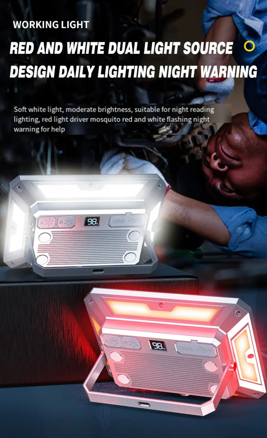 Rechargeable Super Bright Camping Lights Magnetic Torch Portable Work Light Maintenance Lamp Outdoors Super Bright Tent Lantern